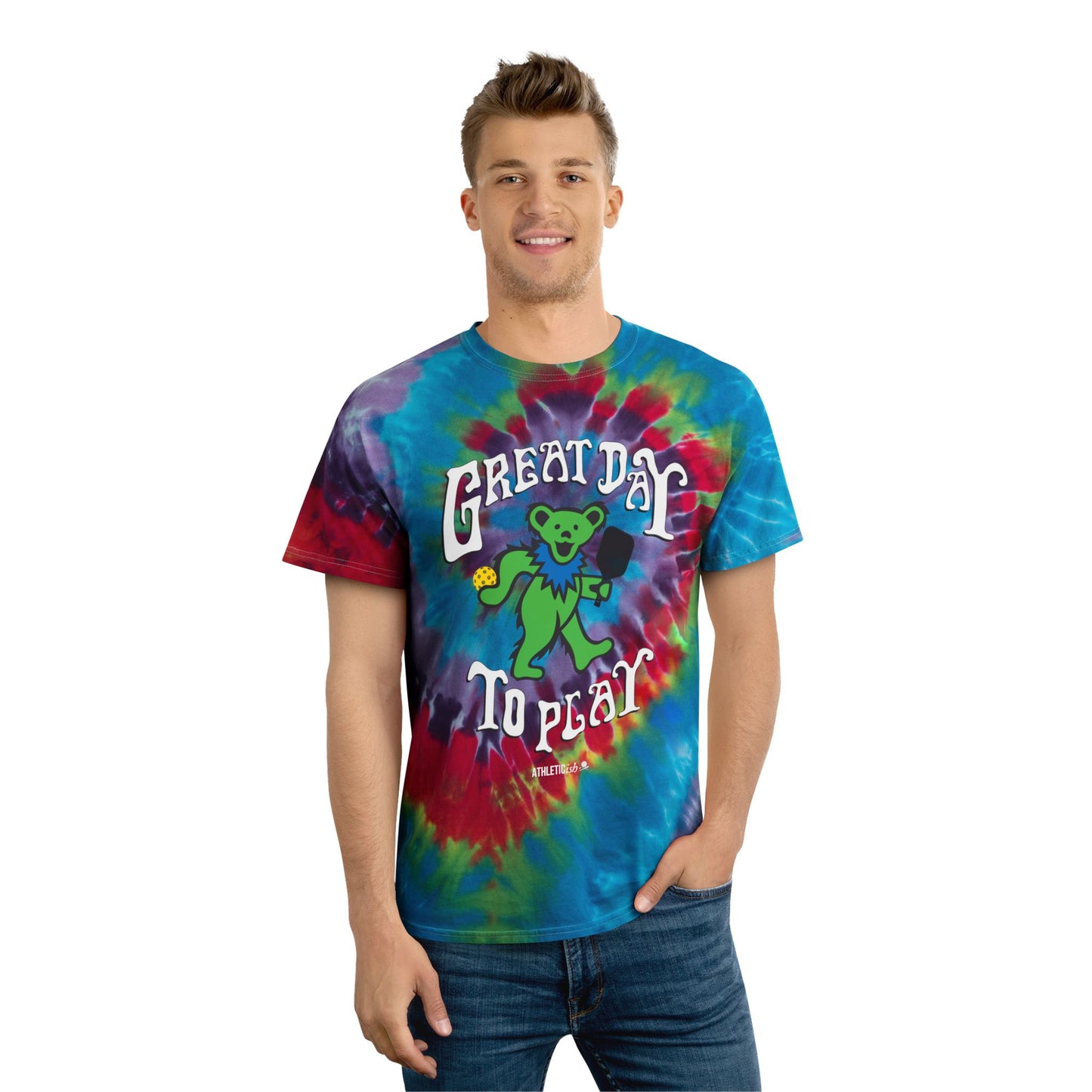 Tie-Dye Tee: Great Day to Play, Ideal for Music Festivals, Summer Outings, Casual Wear, Gifts for Friends, Fun Vibes