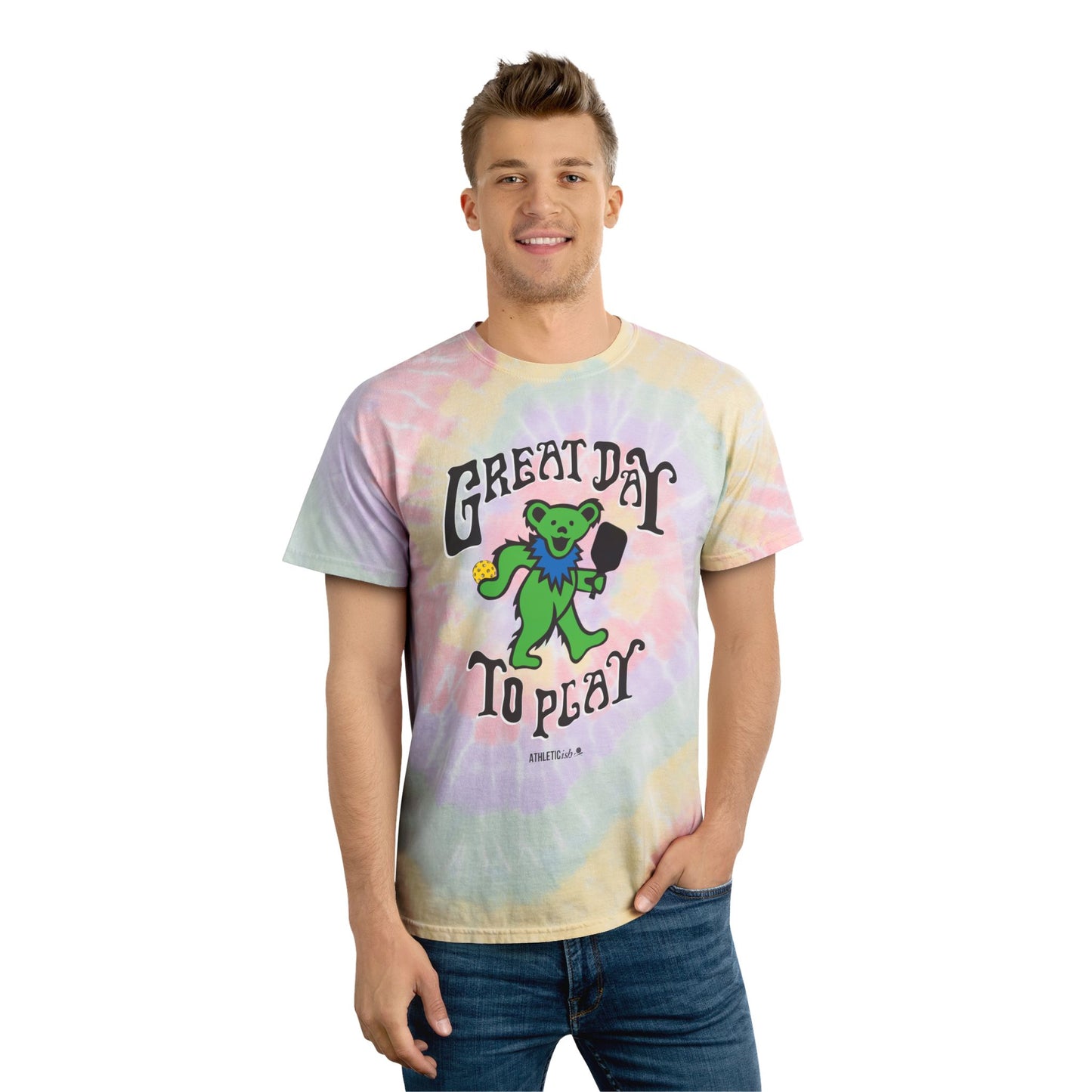 Tie-Dye Tee: Great Day to Play, Ideal for Music Festivals, Summer Outings, Casual Wear, Gifts for Friends, Fun Vibes
